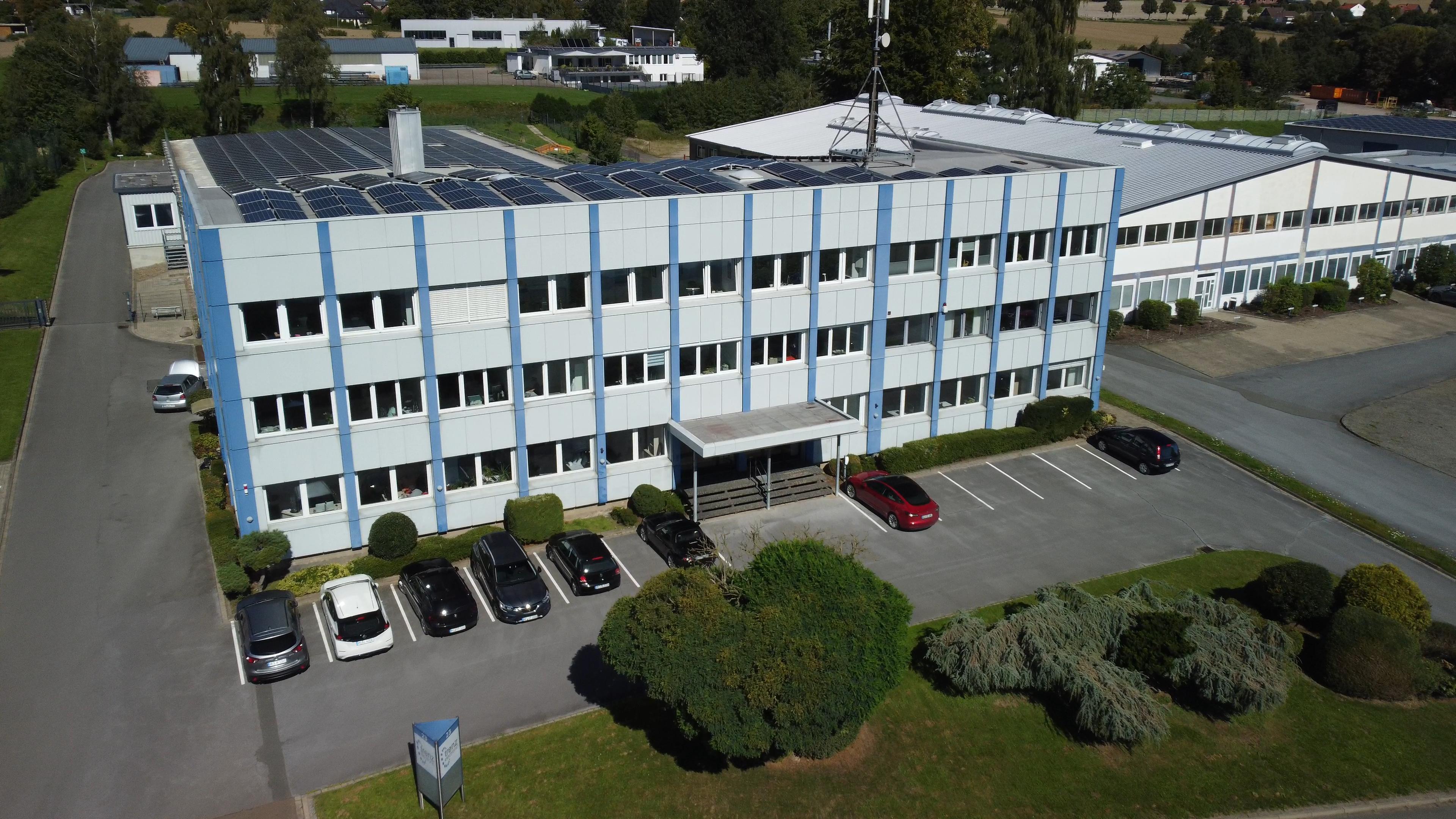 Luftaufnahme des Firmensitzes der Trenz Electronic GmbH in Hüllhorst