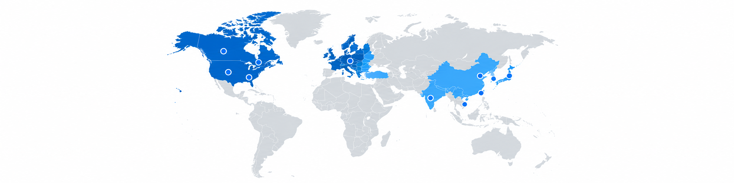 World map with blue markers showing locations of authorized Trenz Electronic distributors