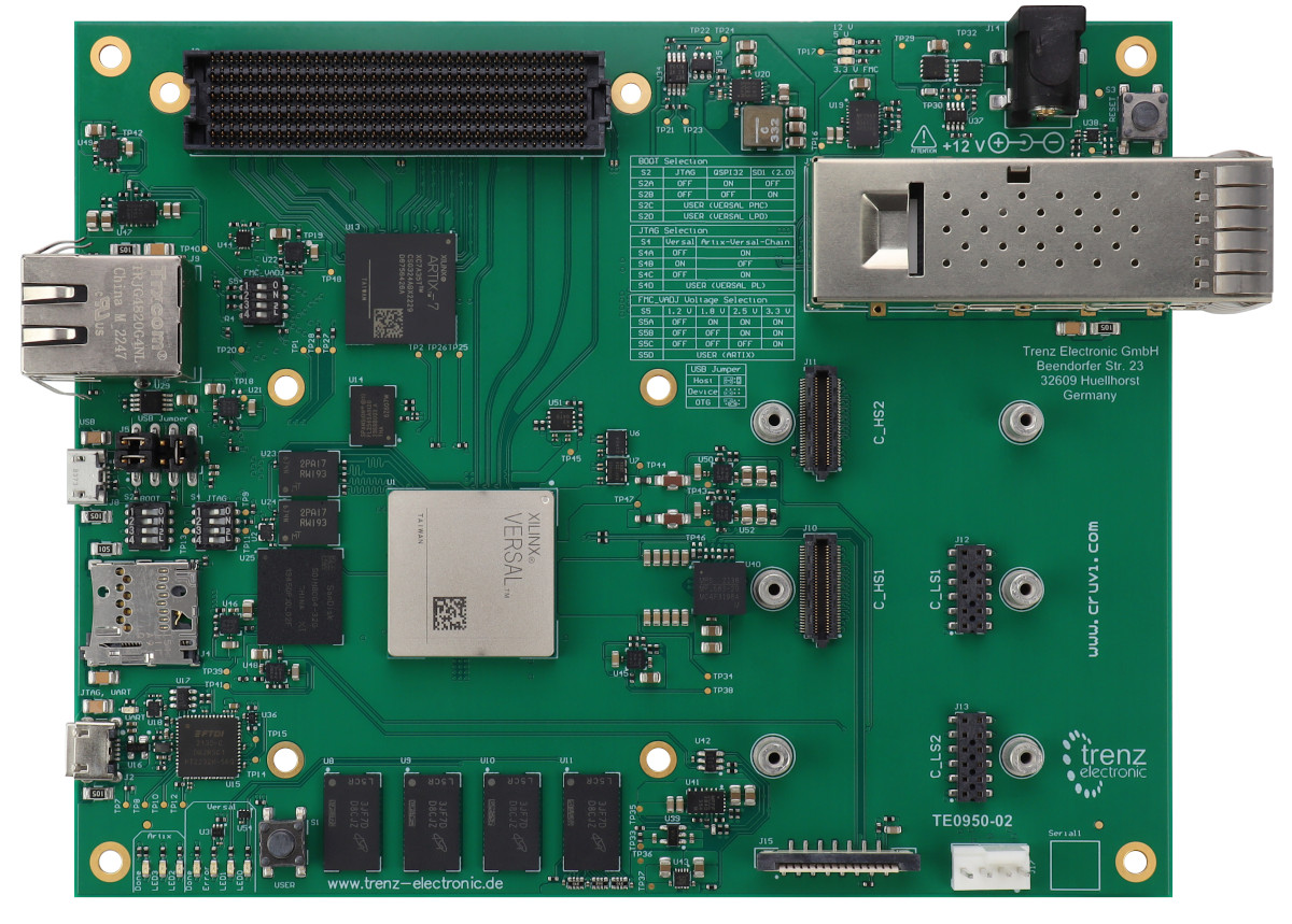 AMD Versal AI Edge Evalboard mit VE2302 device, 8 GB DDR4 SDRAM, 15 x12 cm